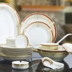 red and white dinner set